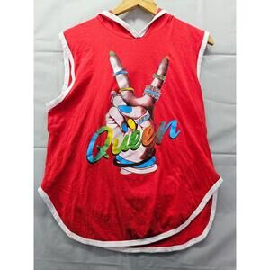 On Fire Sleeveless Hoodie Tank Top Queen Graphic Red Women 1X